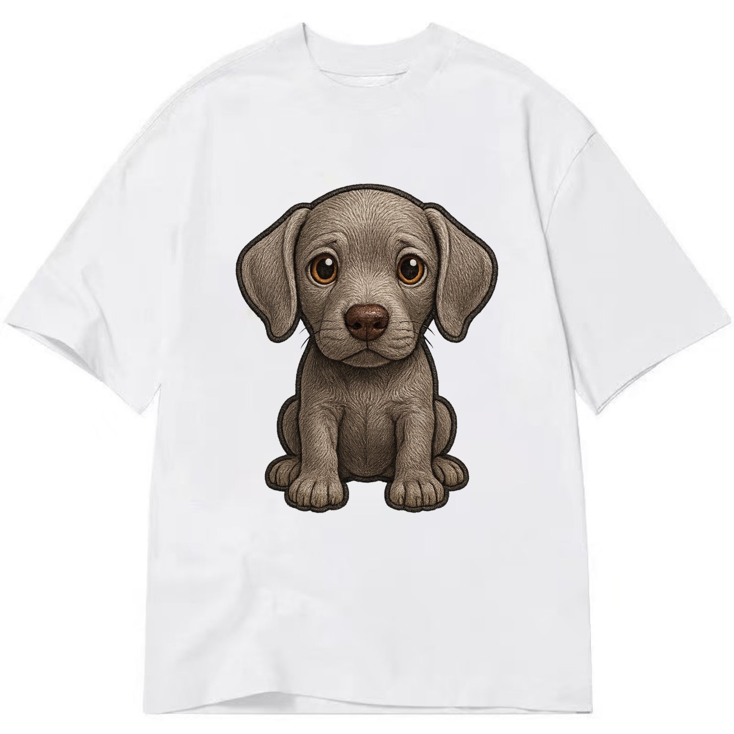 Baby Weimaraner Puppy - silver-gray coat, amber eyes, sleek body, front-facing, - Classic T-shirt - White