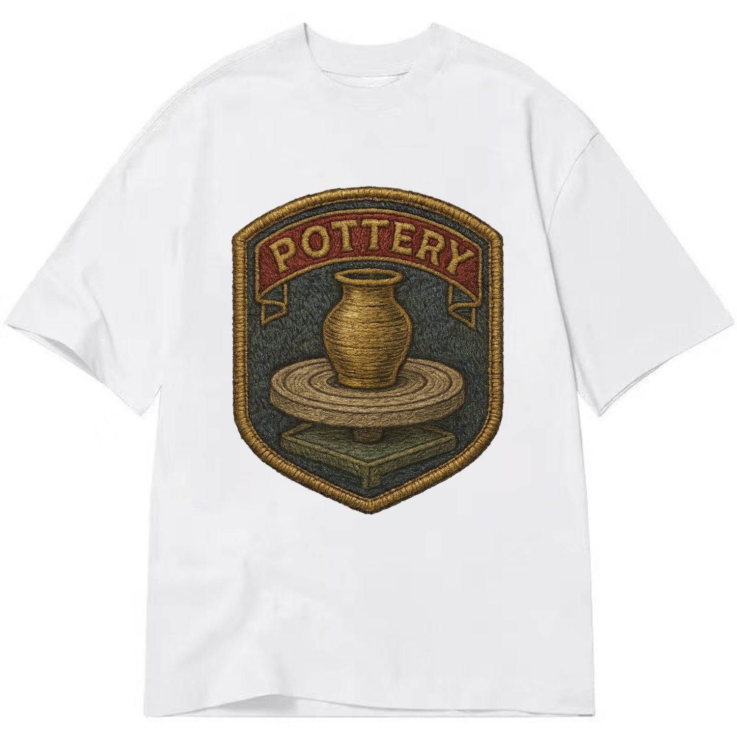 Pottery wheel with clay vessel - ceramicist symbol - Classic T-shirt - White