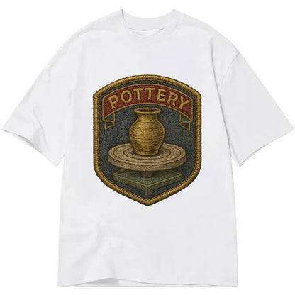 Pottery wheel with clay vessel - ceramicist symbol - Classic T-shirt - White