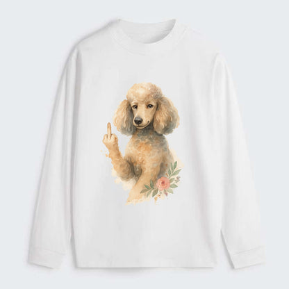Standard Poodle with curly styled coat, intelligent face, fancy paw - Classic Long Sleeve Shirt - White