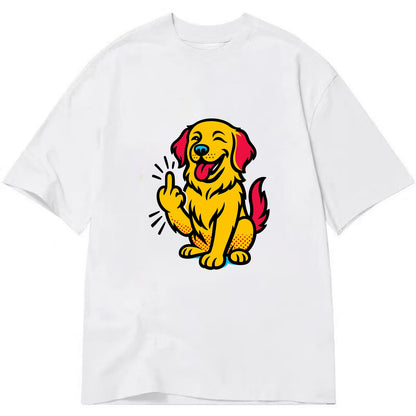 Golden Retriever with happy smile and golden coat, fluffy paw raised - Classic T-shirt - White