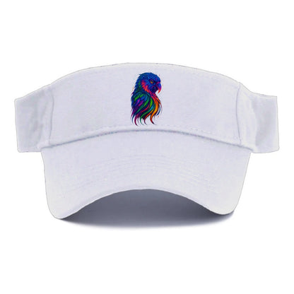 Vibrant parrot with feathers flowing into tropical rainbow streams, every color of the - Visor - White