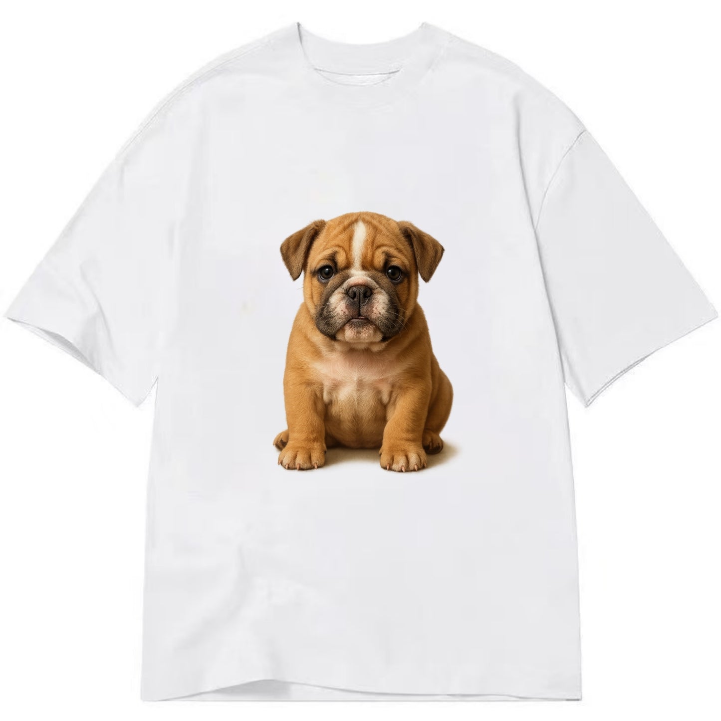 Baby Bulldog Puppy - wrinkly face, underbite, stocky body, gentle eyes, - Classic T-shirt - White