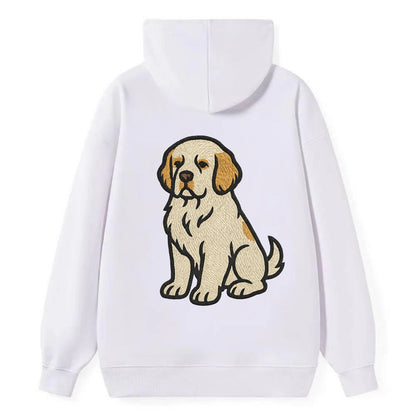 Clumber Spaniel - White with lemon markings embroidered pose - Classic Pullover Hoodie - White