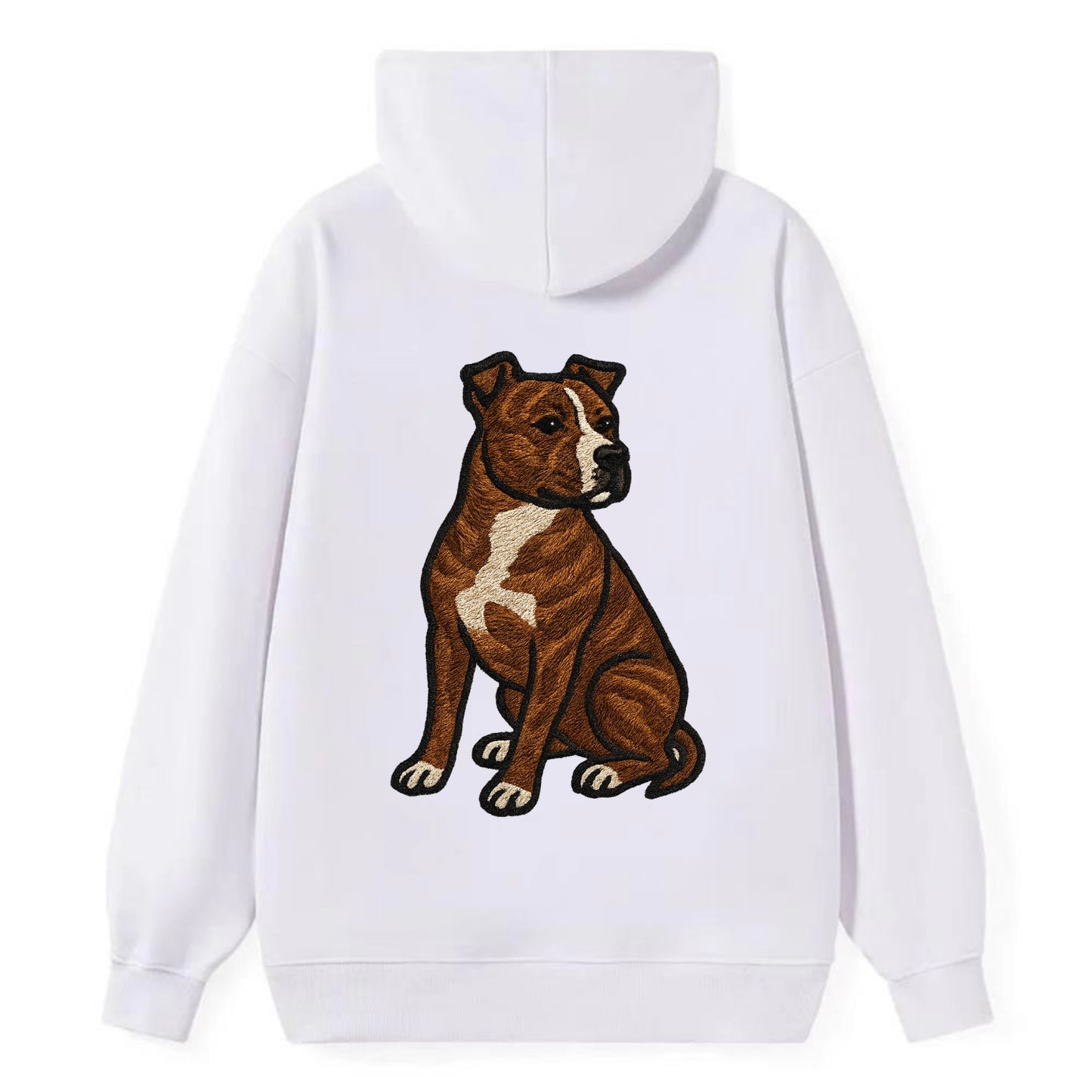 American Staffordshire Terrier - Brindle embroidered pose - Classic Pullover Hoodie - White