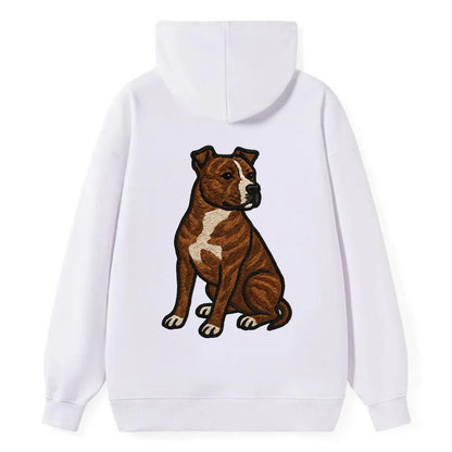 American Staffordshire Terrier - Brindle embroidered pose - Classic Pullover Hoodie - White