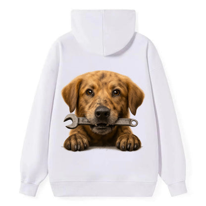 Mechanic Dog  - Classic Pullover Hoodie - White