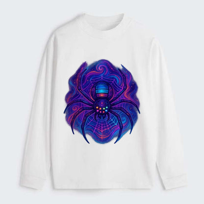 Tech spider with legs showing circuit board patterns, web glowing in - Classic Long Sleeve Shirt - White