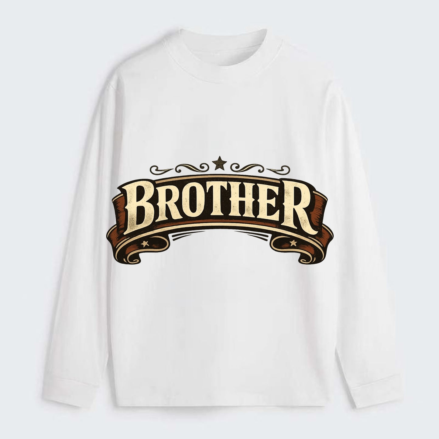 Bold typography design - "BROTHER" - male bond, brotherhood - Classic Long Sleeve Shirt - White