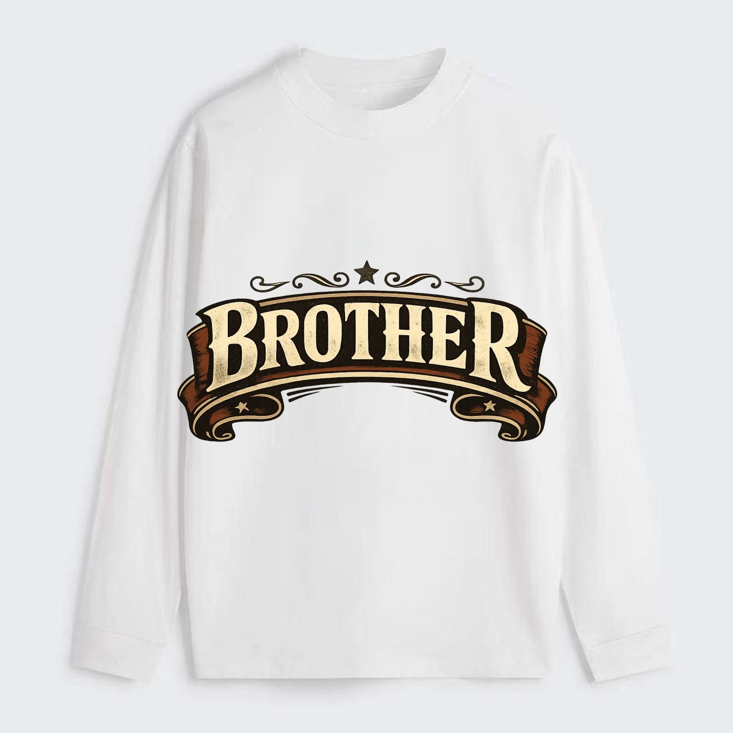 Bold typography design - "BROTHER" - male bond, brotherhood - Classic Long Sleeve Shirt - White