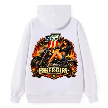 Vintage Biker Pin Up - Classic Pullover Hoodie - White