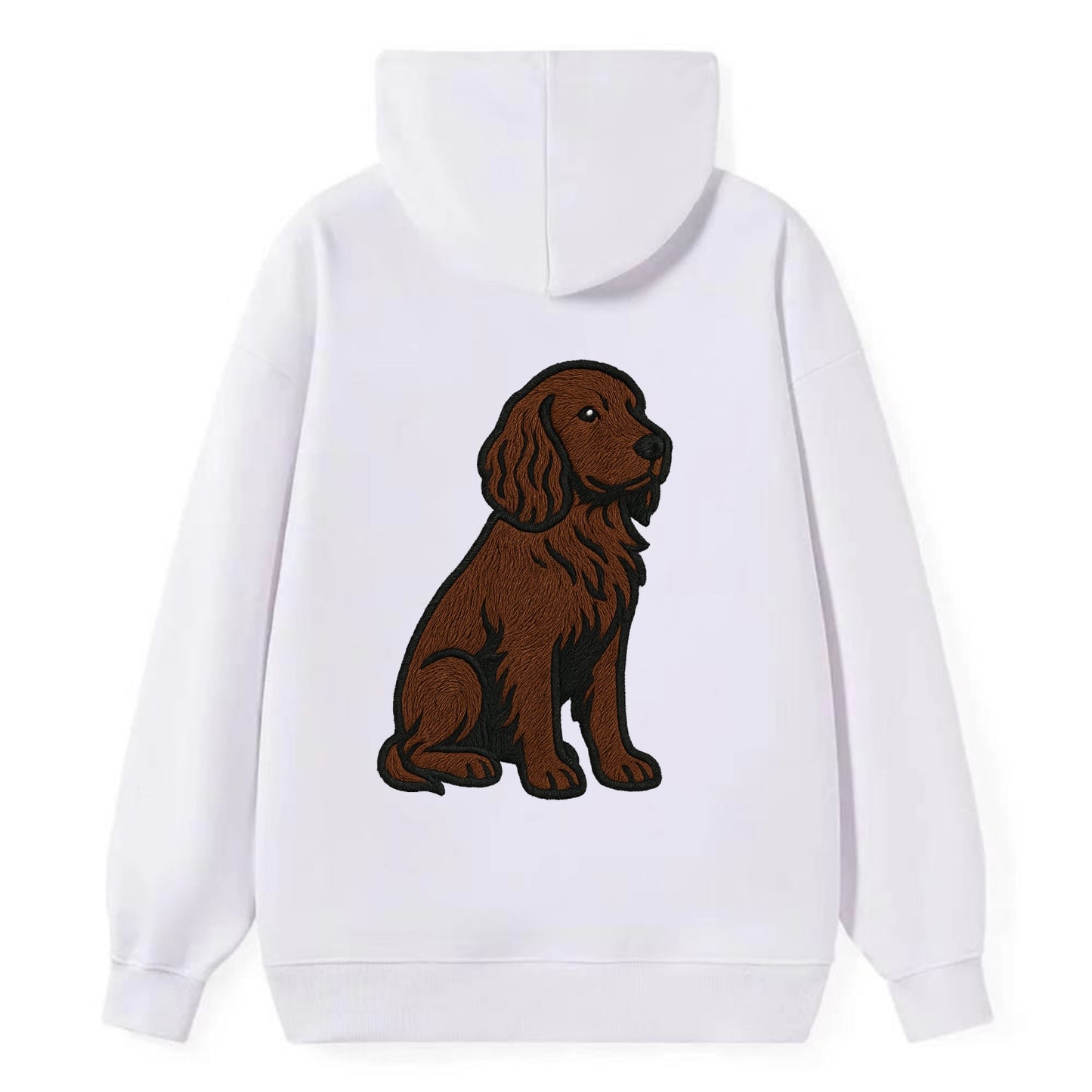Field Spaniel - Liver colored embroidered sitting design - Classic Pullover Hoodie - White