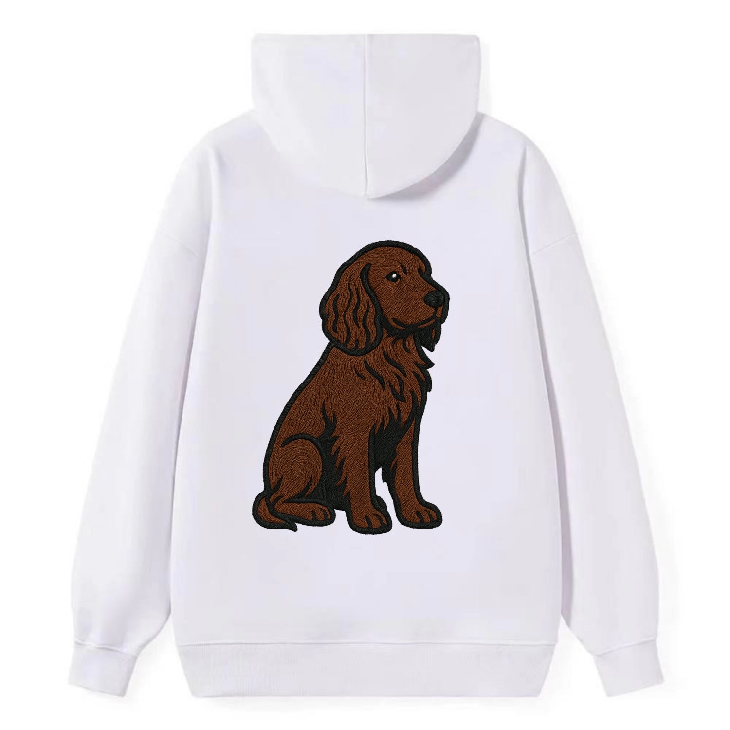 Field Spaniel - Liver colored embroidered sitting design - Classic Pullover Hoodie - White