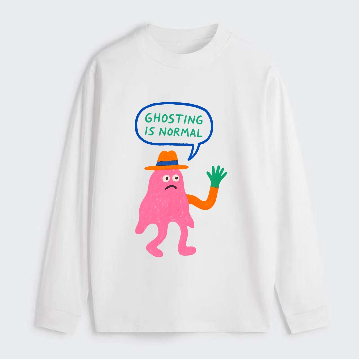 GHOSTING IS NORMAL | Transparent ghost texting - Classic Long Sleeve Shirt - White