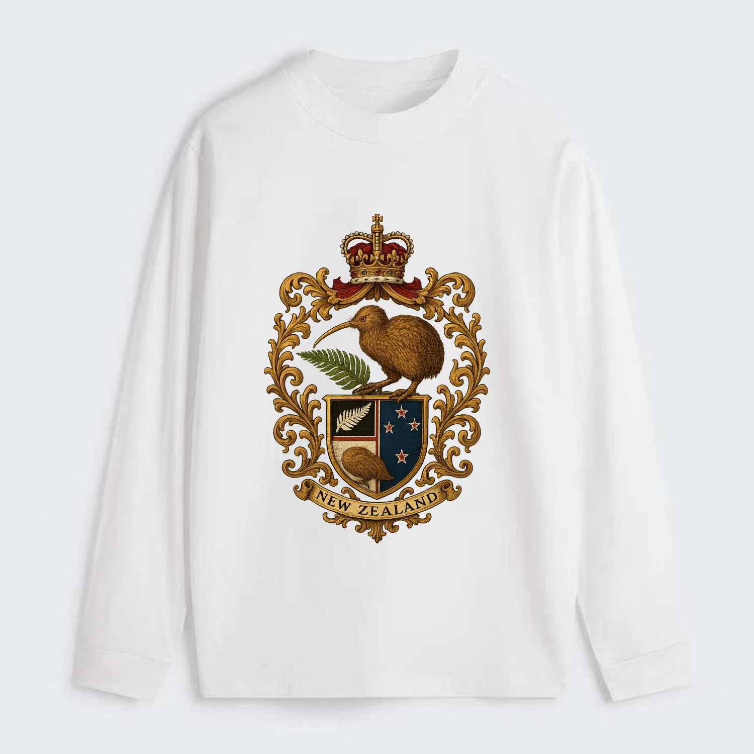 New Zealand Kiwi Emblem - Classic Long Sleeve Shirt - White