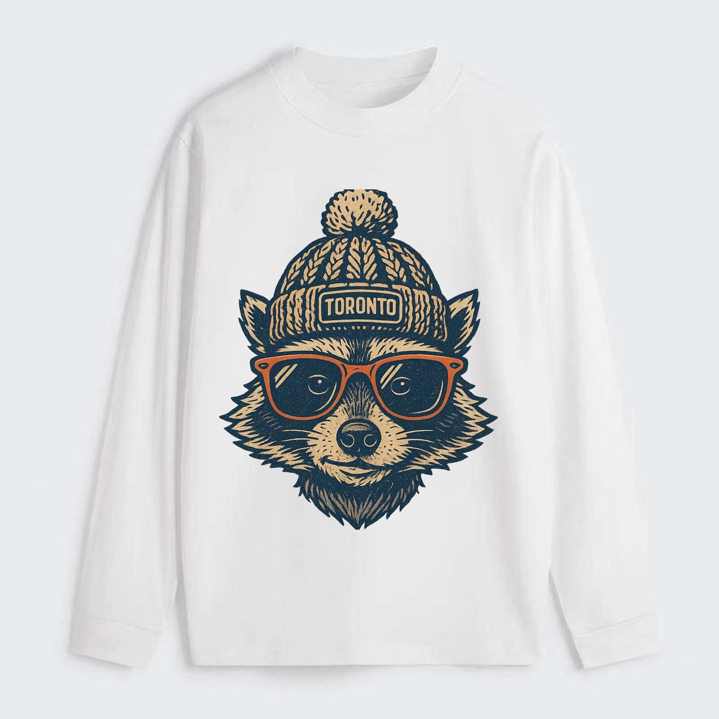 Toronto Raccoon wearing Toronto beanie w - Classic Long Sleeve Shirt - White