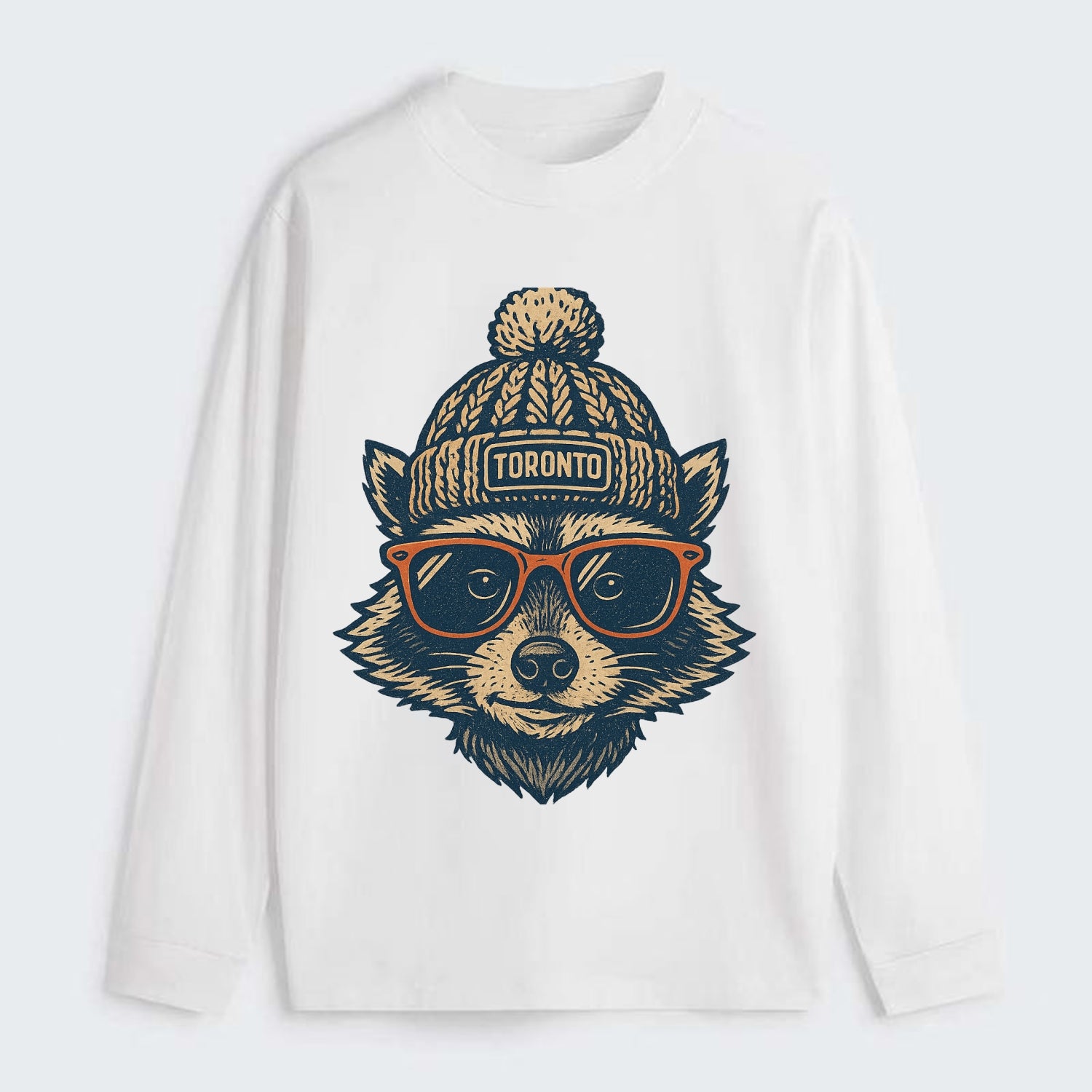 Toronto Raccoon wearing Toronto beanie w - Classic Long Sleeve Shirt - White