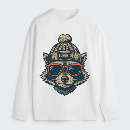 Toronto Raccoon wearing Toronto beanie w - Classic Long Sleeve Shirt - White