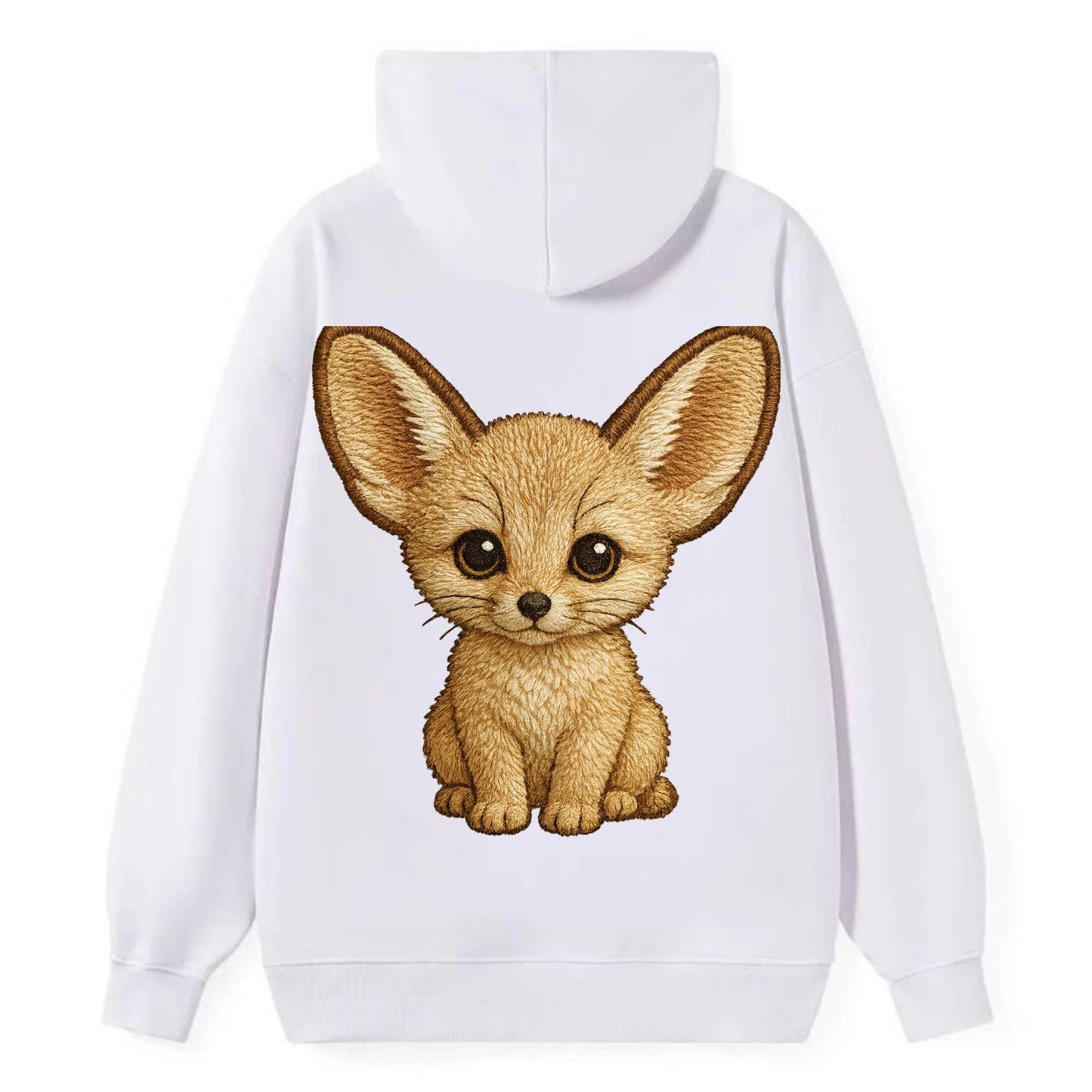 Baby Fennec Fox - huge ears, cream fur, large dark eyes, front-facing, - Classic Pullover Hoodie - White