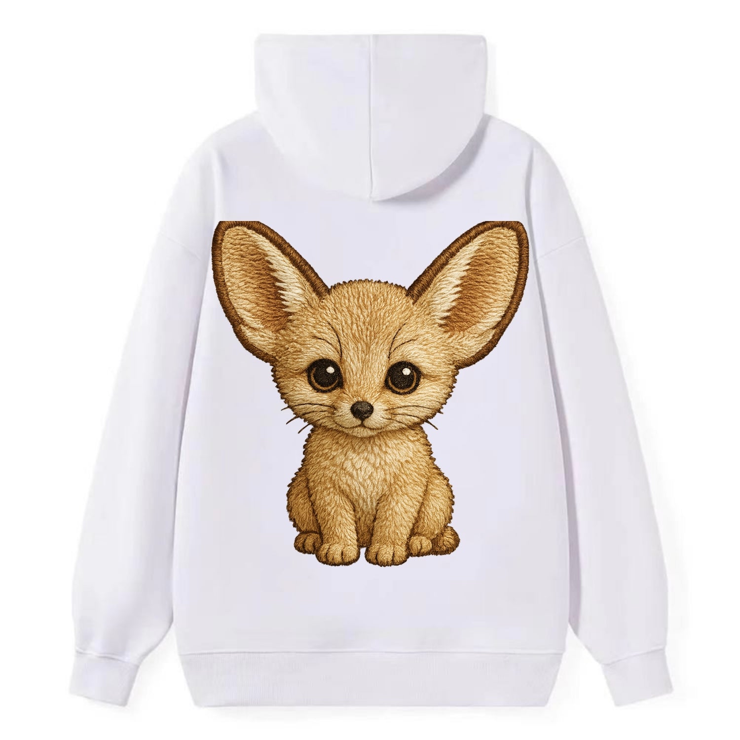 Baby Fennec Fox - huge ears, cream fur, large dark eyes, front-facing, - Classic Pullover Hoodie - White