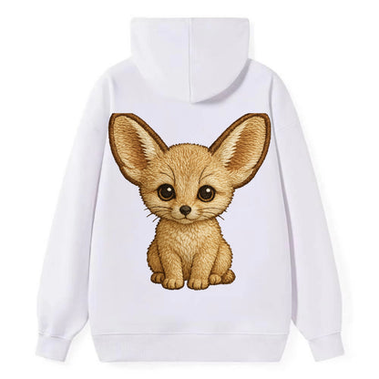 Baby Fennec Fox - huge ears, cream fur, large dark eyes, front-facing, - Classic Pullover Hoodie - White