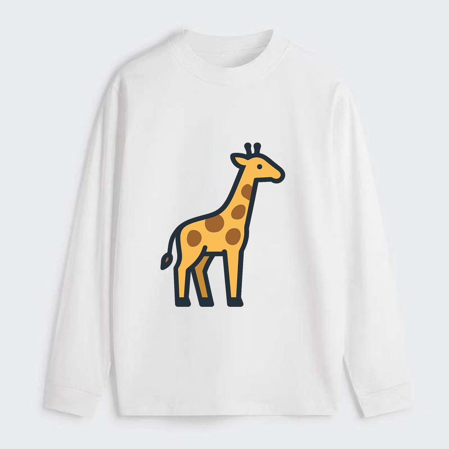 Giraffe - Yellow with brown patches flat side profile - Classic Long Sleeve Shirt - White