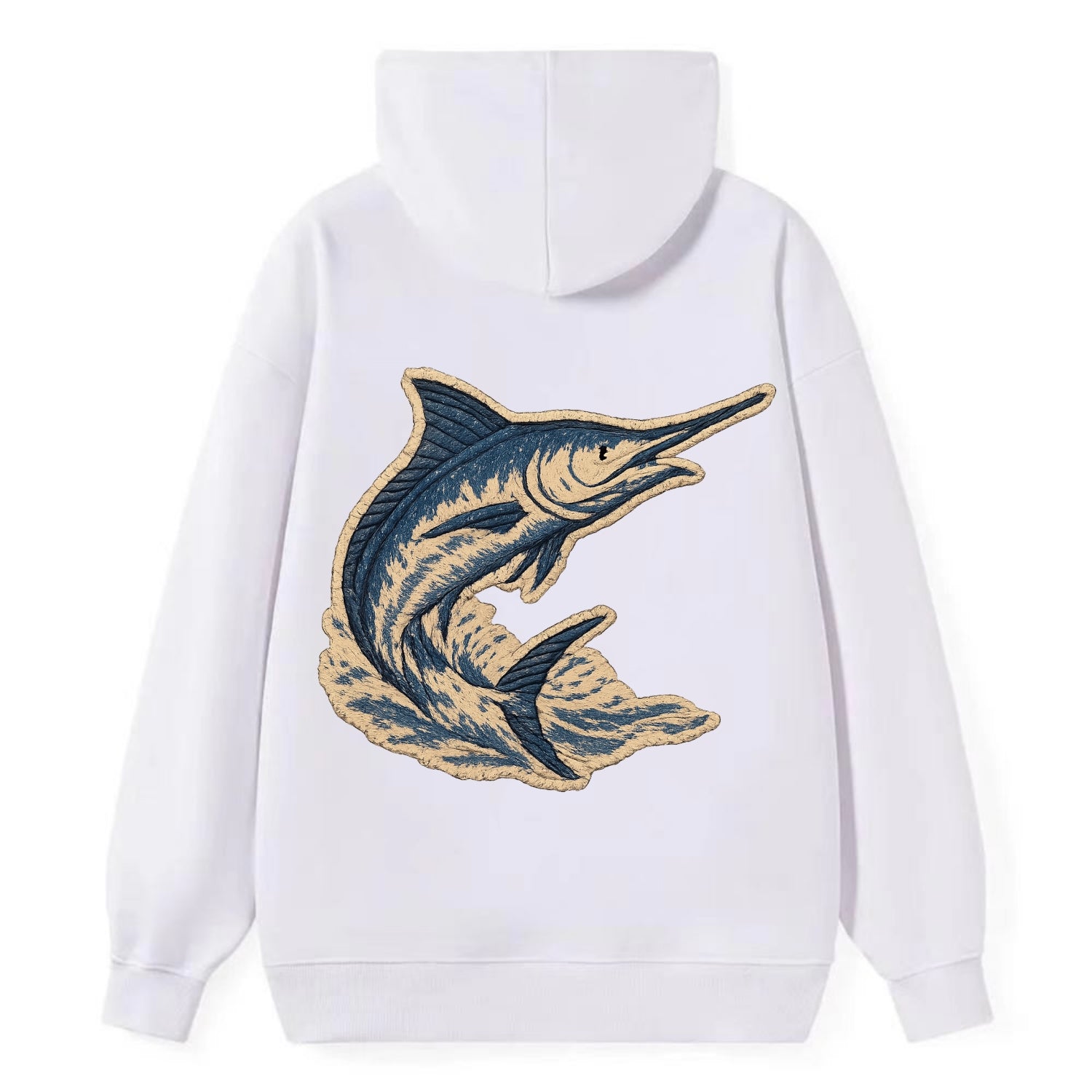 SWORDFISH MARLIN - leaping marlin in blue and silver , sport fishing - Classic Pullover Hoodie - White