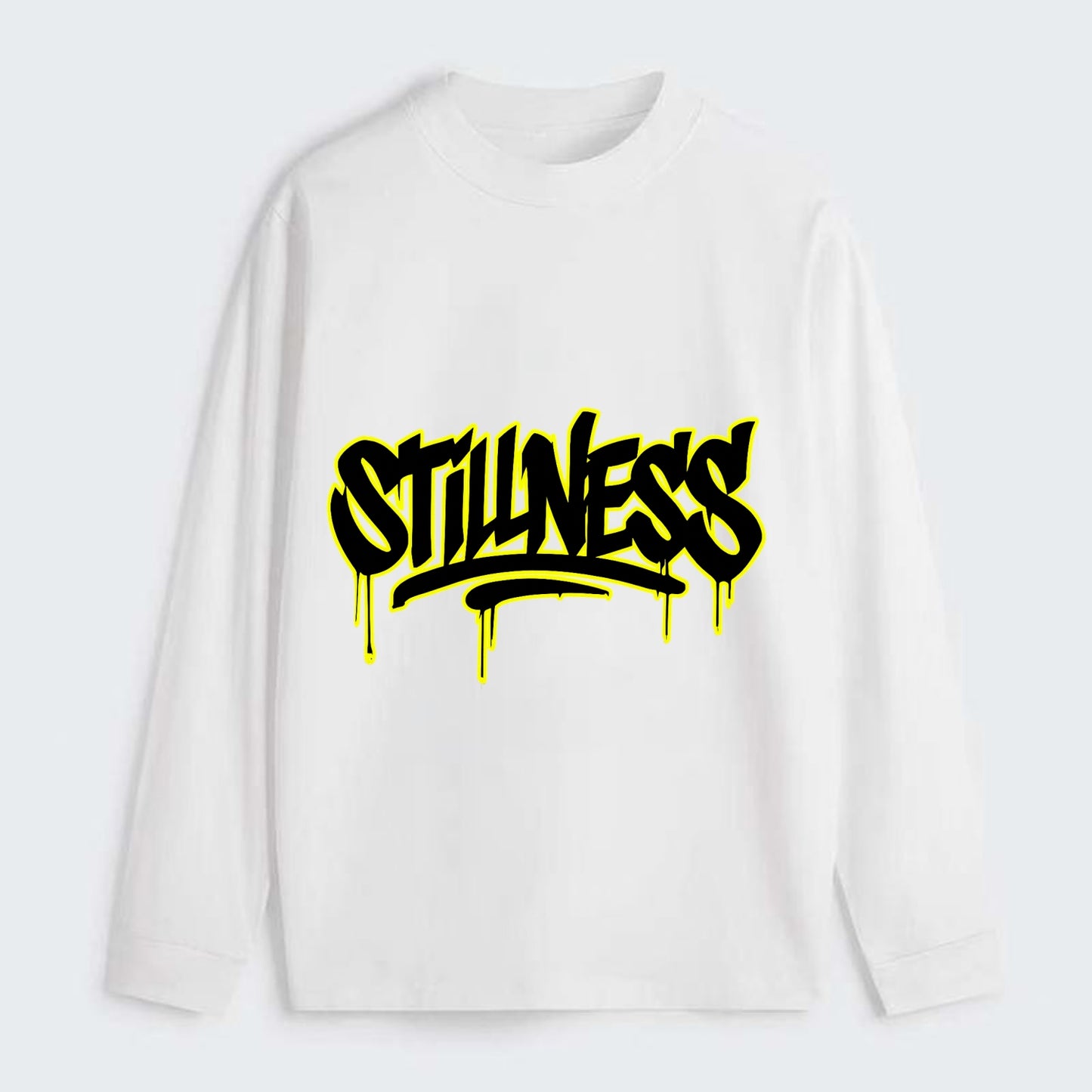 Bold typography design - "STILLNESS" - quiet power, peaceful presence - Classic Long Sleeve Shirt - White