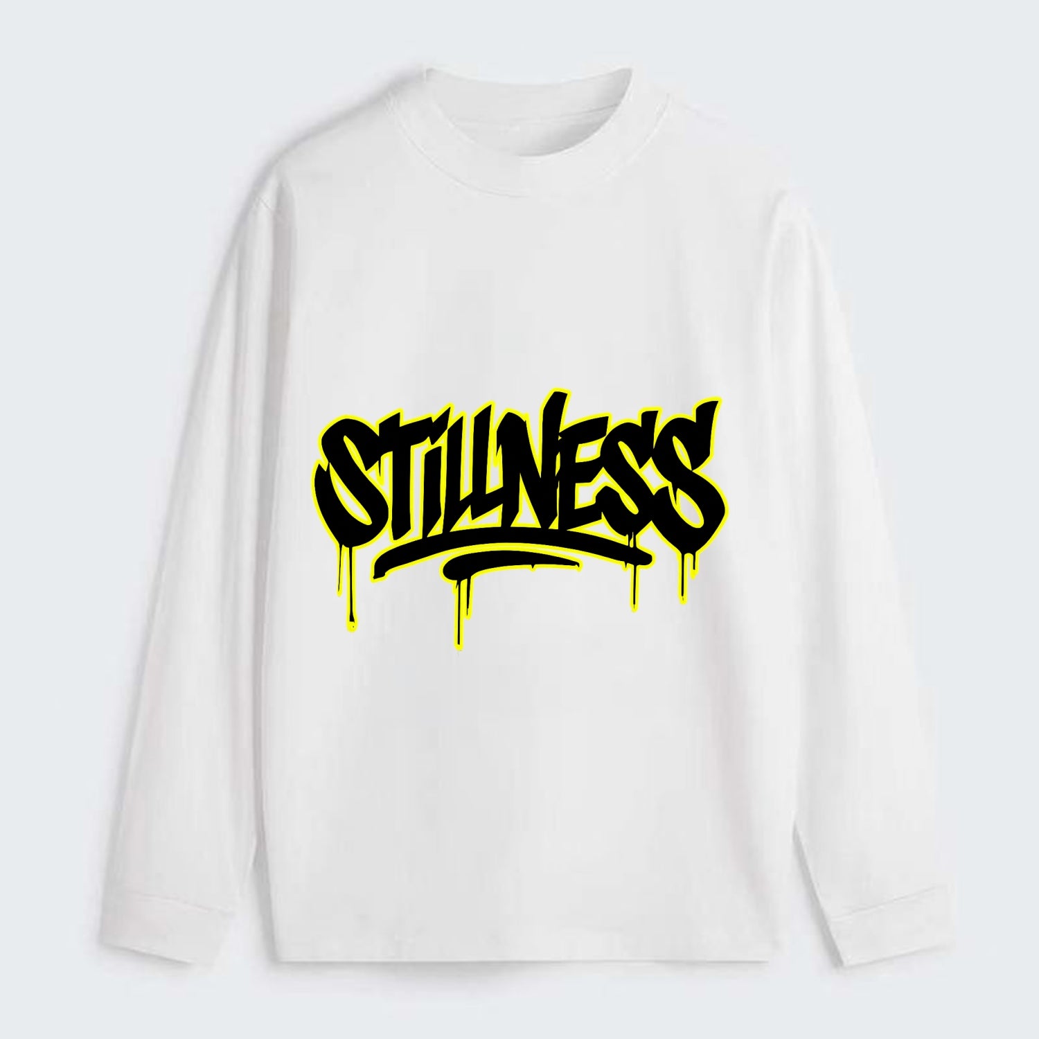 Bold typography design - "STILLNESS" - quiet power, peaceful presence - Classic Long Sleeve Shirt - White