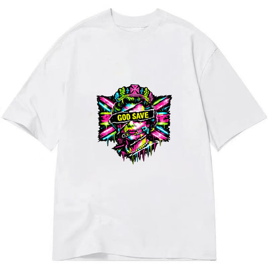 GOD SAVE | Torn royal portrait style | Blackout bar across eyes | Safety pin - Classic T-shirt - White