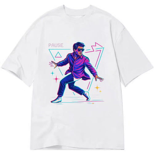 confident figure sliding across polished wooden floor in socks and sunglasses - Classic T-shirt