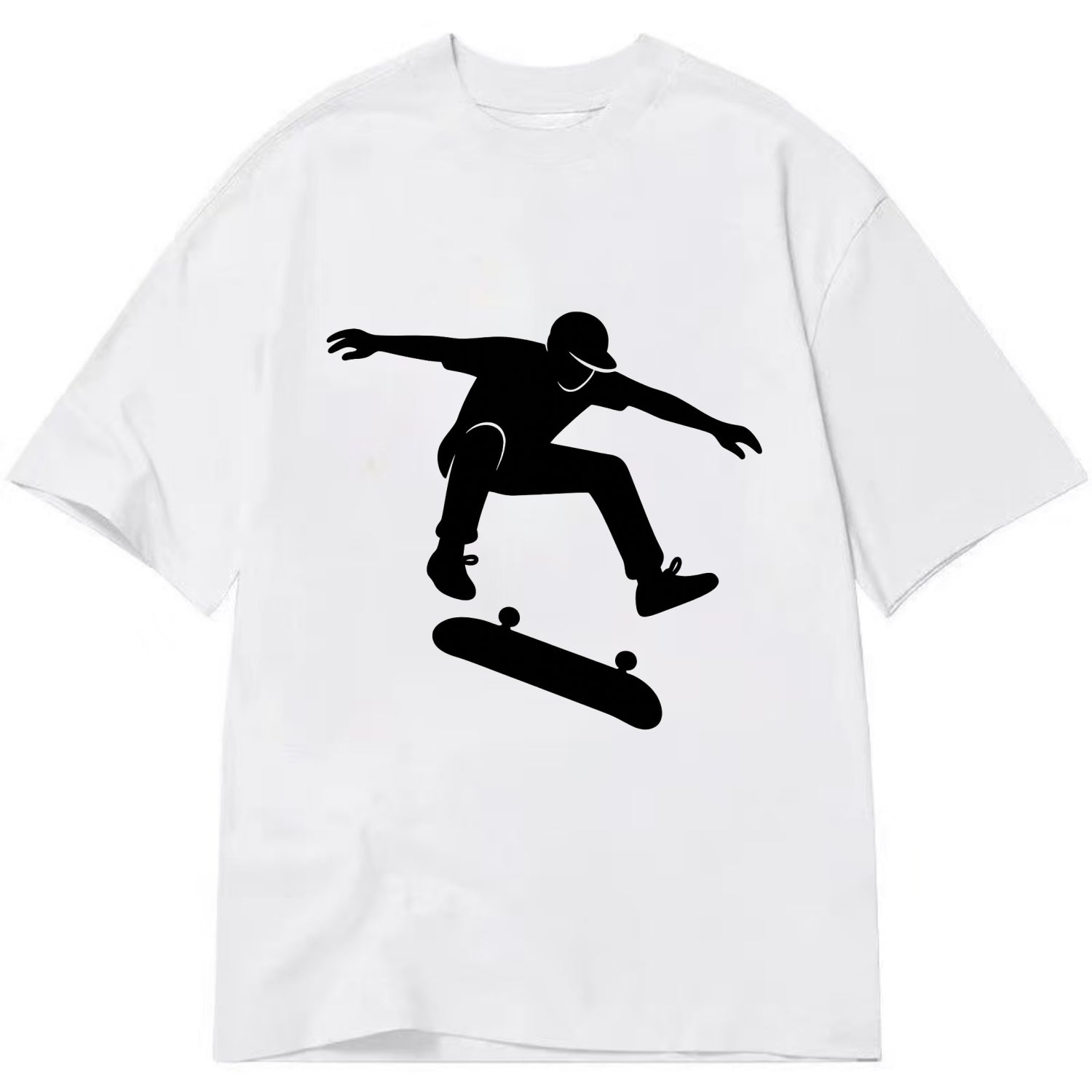 Skateboarder doing kickflip trick - Classic T-shirt - White