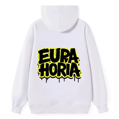 Bold typography design - "EUPHORIA" - intense happiness, ecstasy - Classic Pullover Hoodie - White