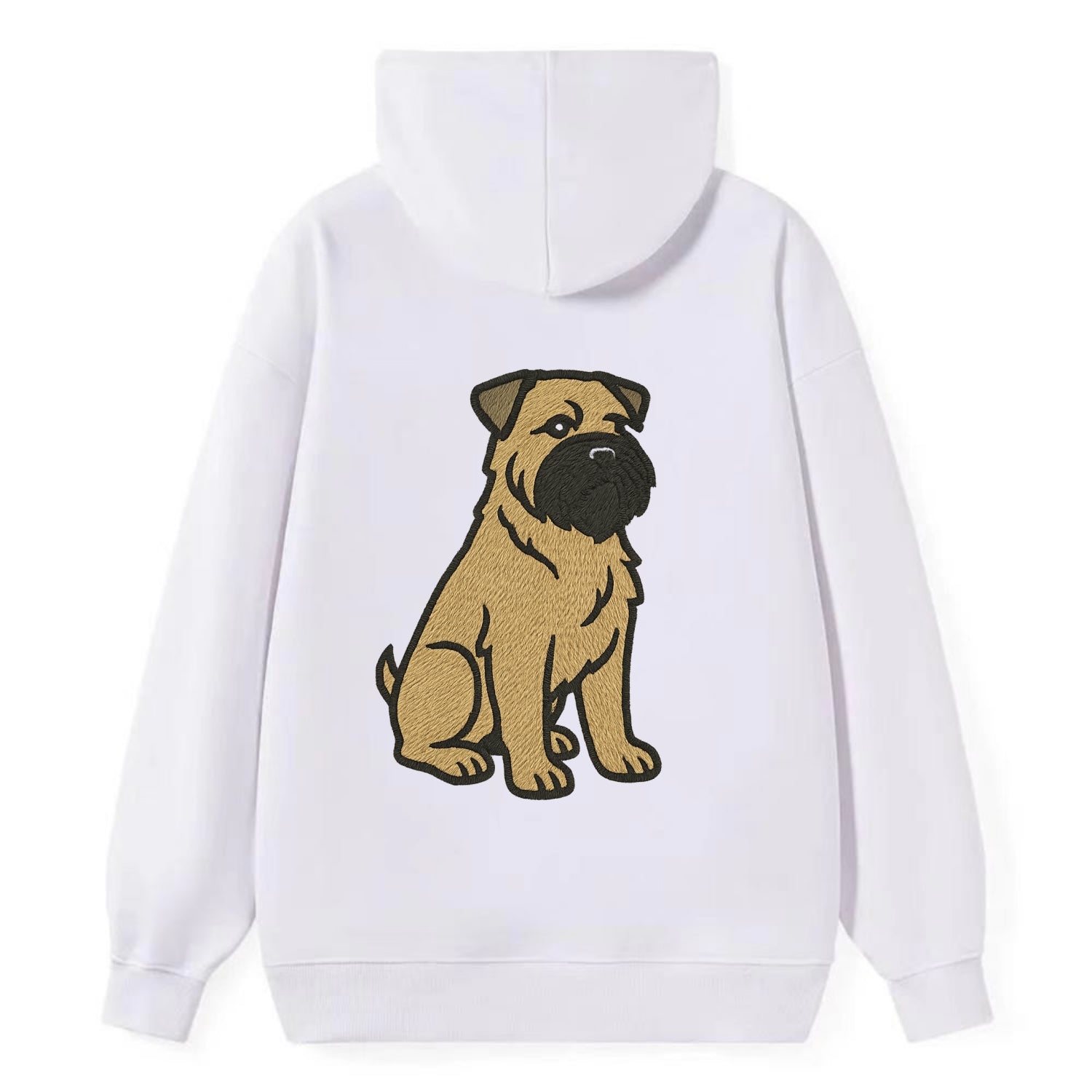 Bouvier des Flandres - Fawn rough coat embroidered design - Classic Pullover Hoodie - White