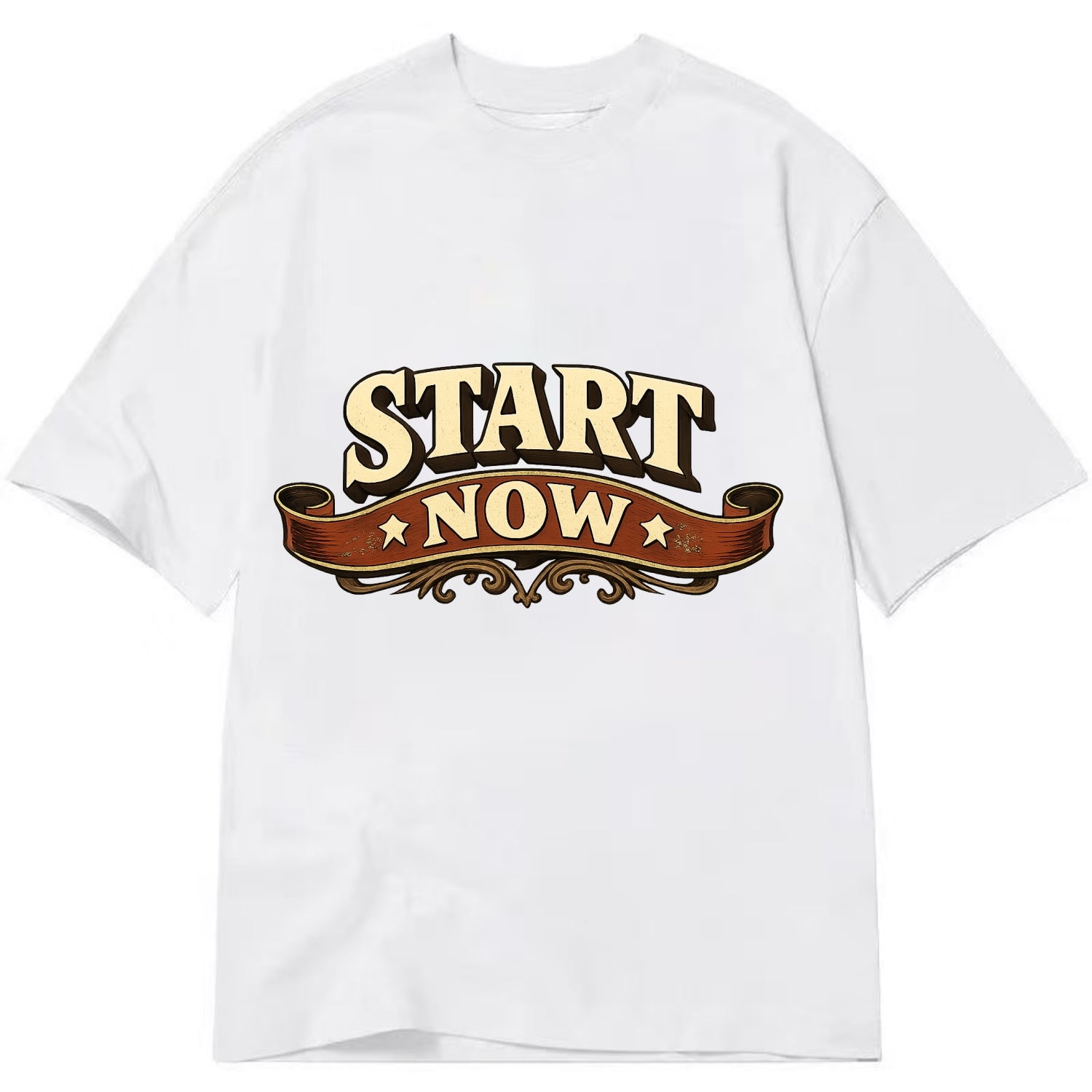 Bold typography design - "START NOW" - begin immediately, no delay - Classic T-shirt - White
