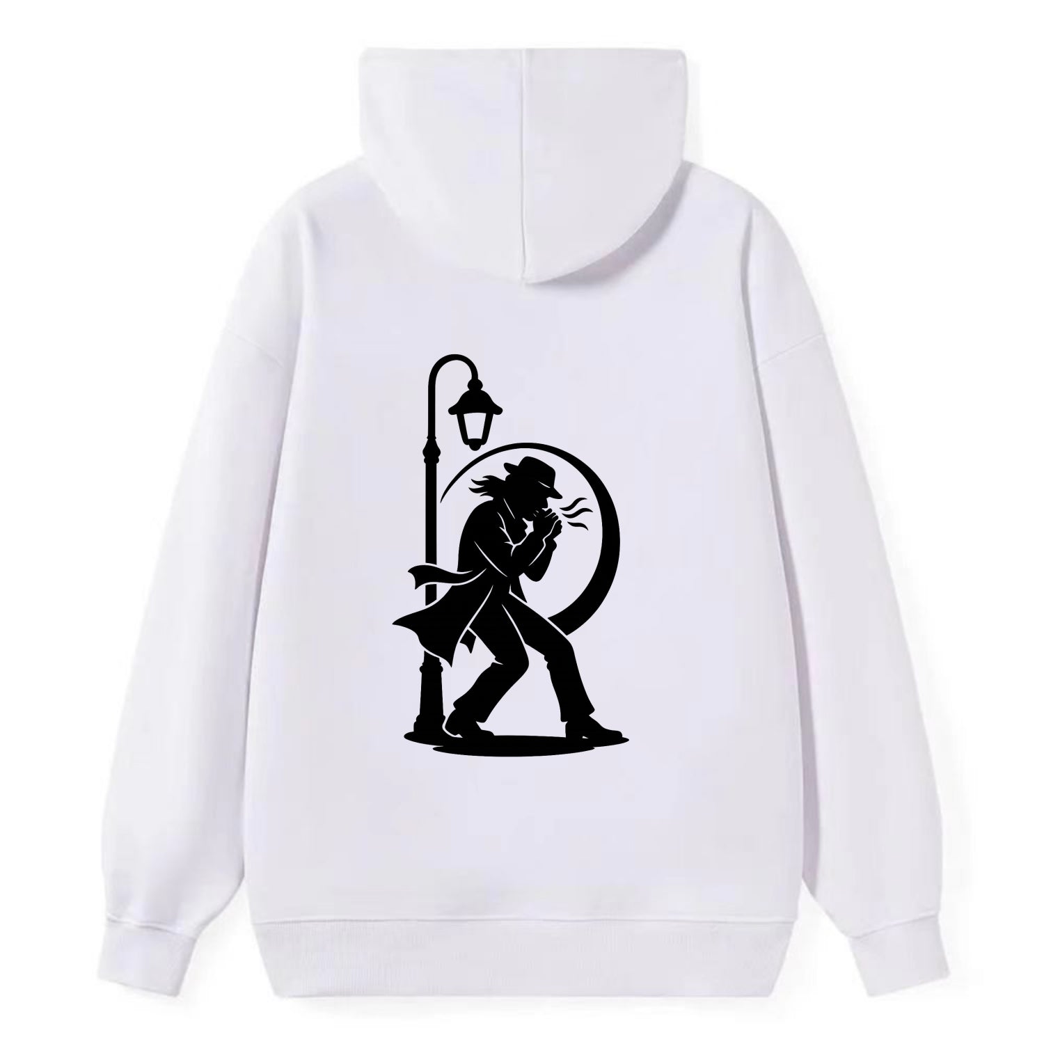 Blues harmonica player under streetlight - Classic Pullover Hoodie - White