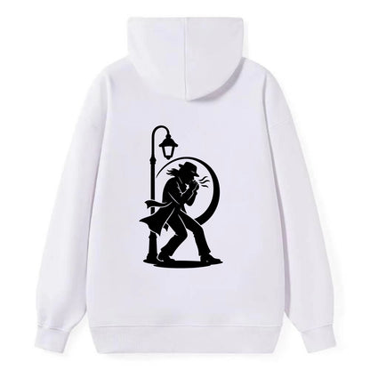 Blues harmonica player under streetlight - Classic Pullover Hoodie - White