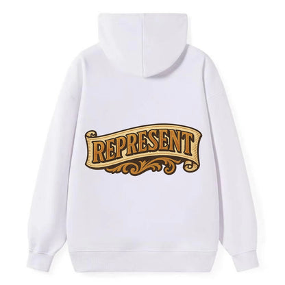 Bold typography design - "REPRESENT" - showing where you from - Classic Pullover Hoodie - White