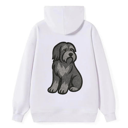 Bearded Collie - Gray shaggy coat embroidered pose - Classic Pullover Hoodie - White