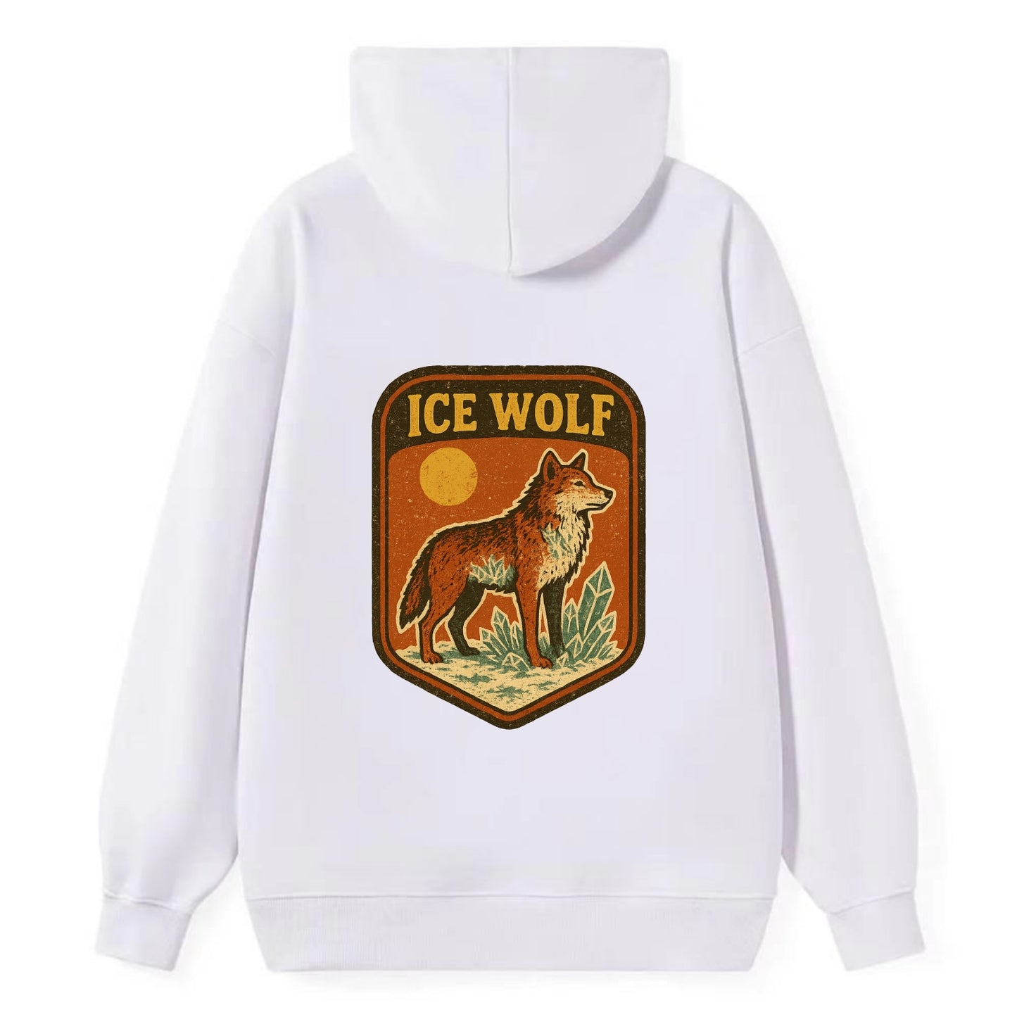 Ice Wolf Crystal  - Classic Pullover Hoodie - White