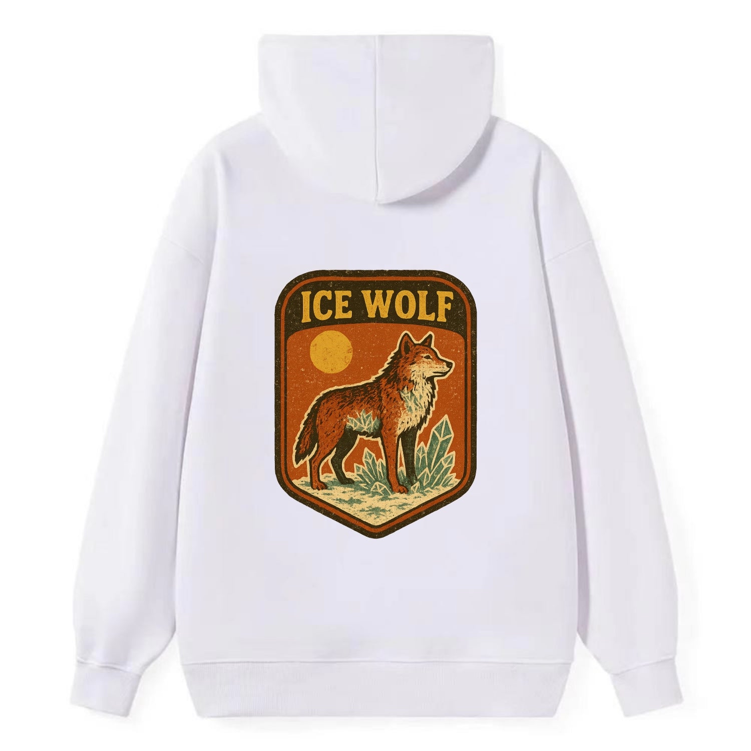 Ice Wolf Crystal  - Classic Pullover Hoodie - White