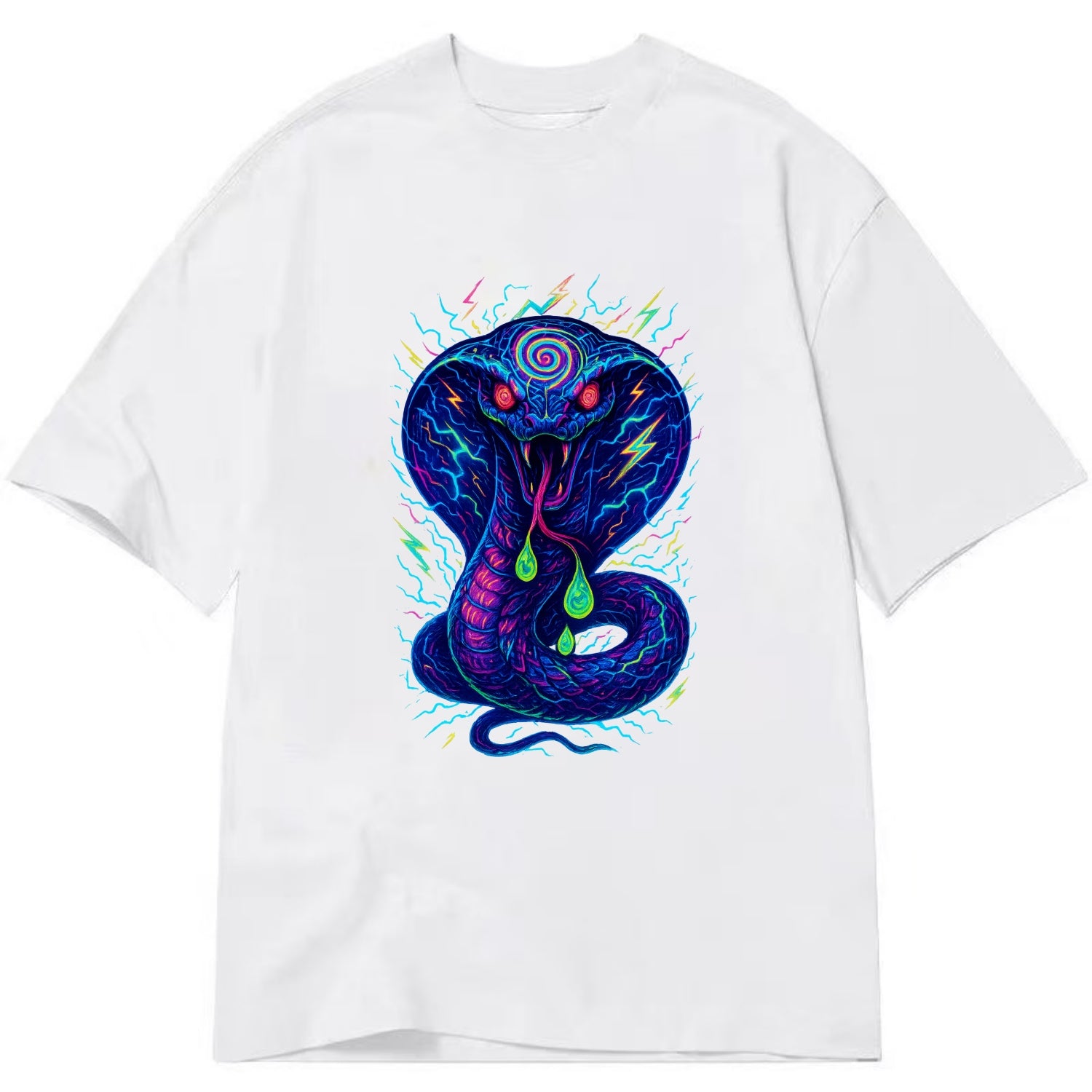 Mesmerizing cobra with hypnotic spiral patterns in the hood, scales that shimmer - Classic T-shirt - White
