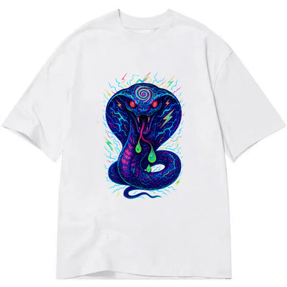 Mesmerizing cobra with hypnotic spiral patterns in the hood, scales that shimmer - Classic T-shirt - White