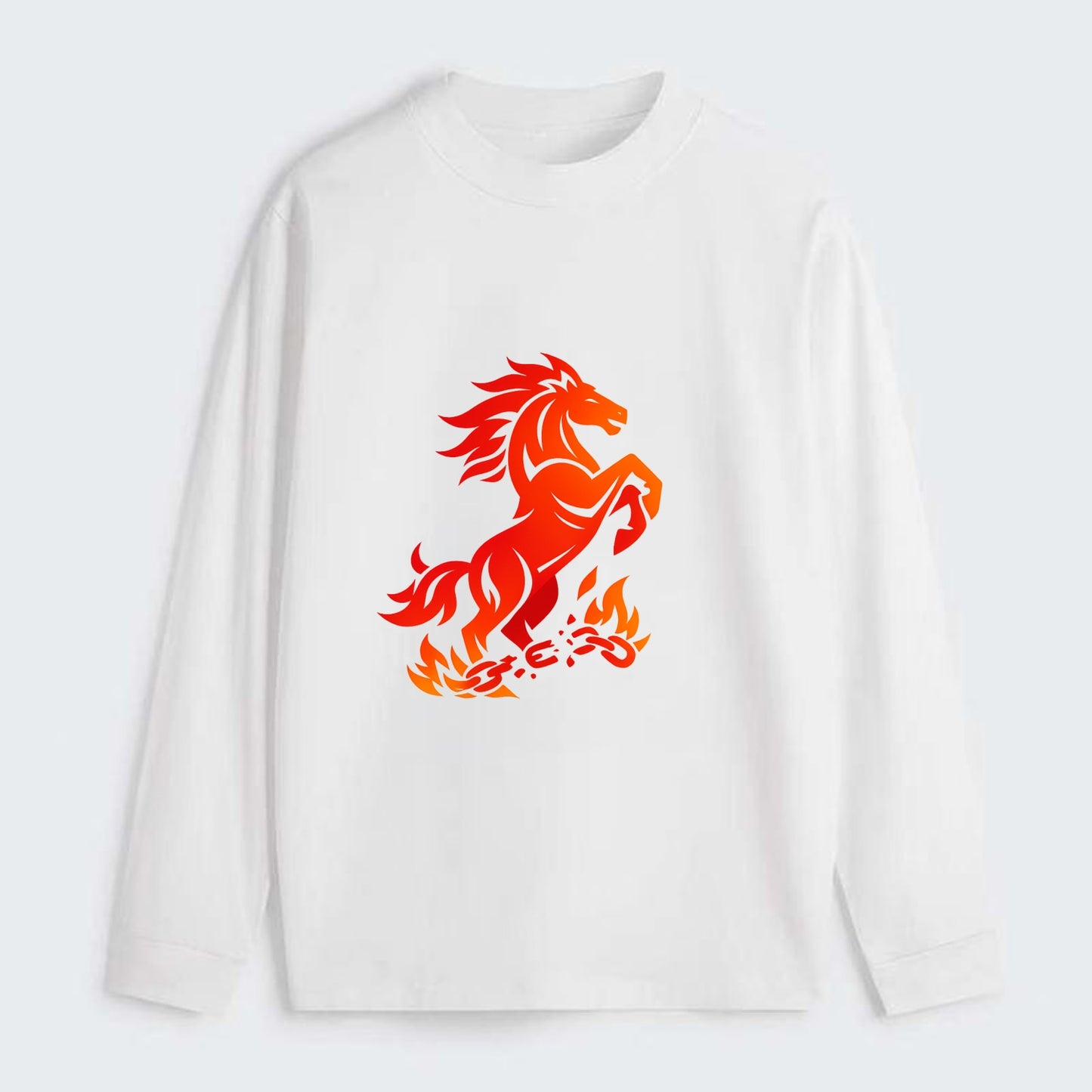 FREEDOM FLAMES | Wild horse breaking fire chains | Liberation | - Classic Long Sleeve Shirt - White