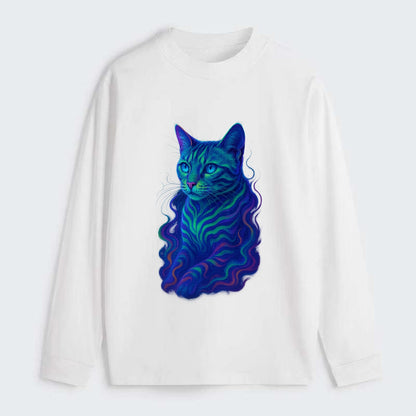 Exotic Bengal cat with aurora borealis colors flowing through its - Classic Long Sleeve Shirt - White