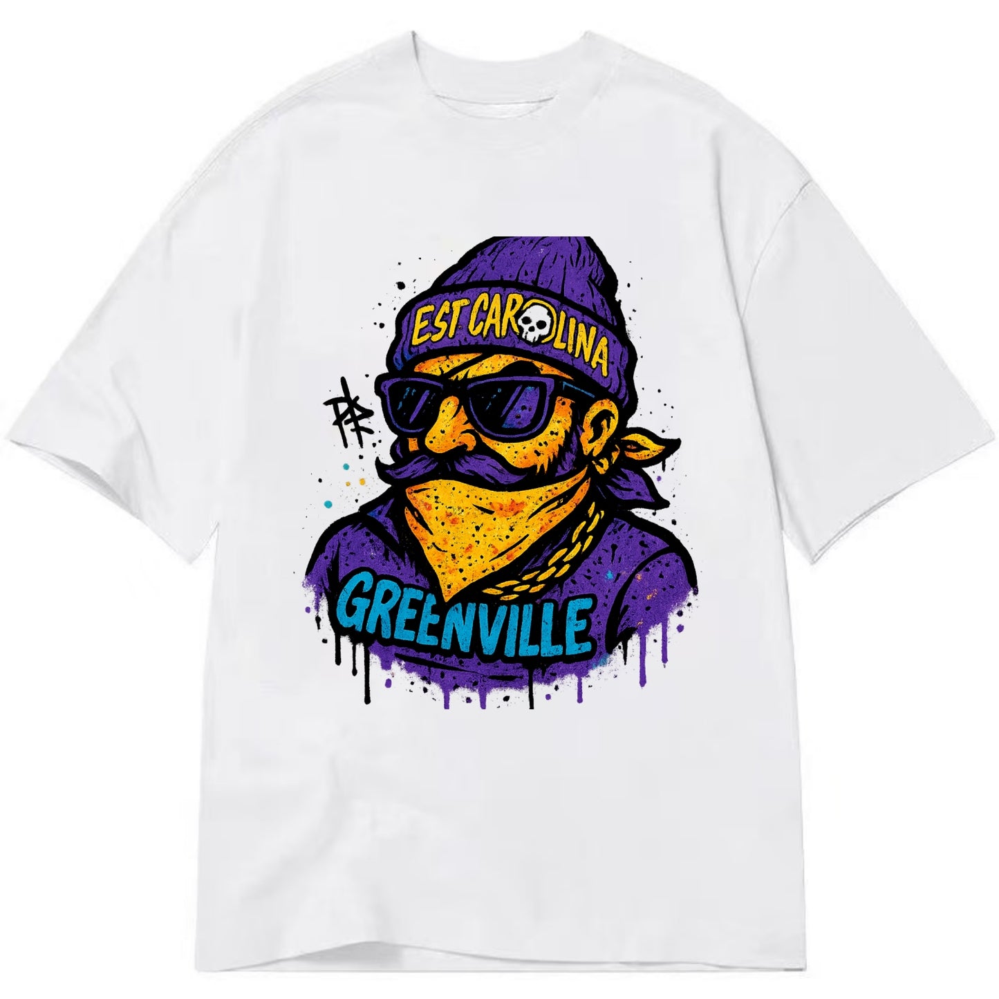 Greenville Pirate wearing East Carolina beanie with skull patch - Classic T-shirt - White