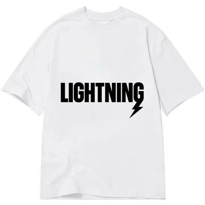 Bold typography design - "LIGHTNING" - fast, electric, striking - Classic T-shirt - White