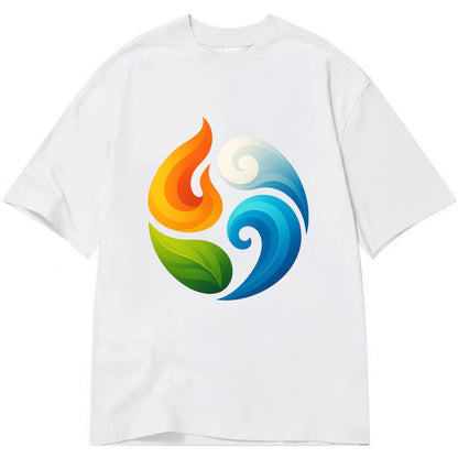 Four Elements Dance - Fire orange, water - Classic T-shirt - White
