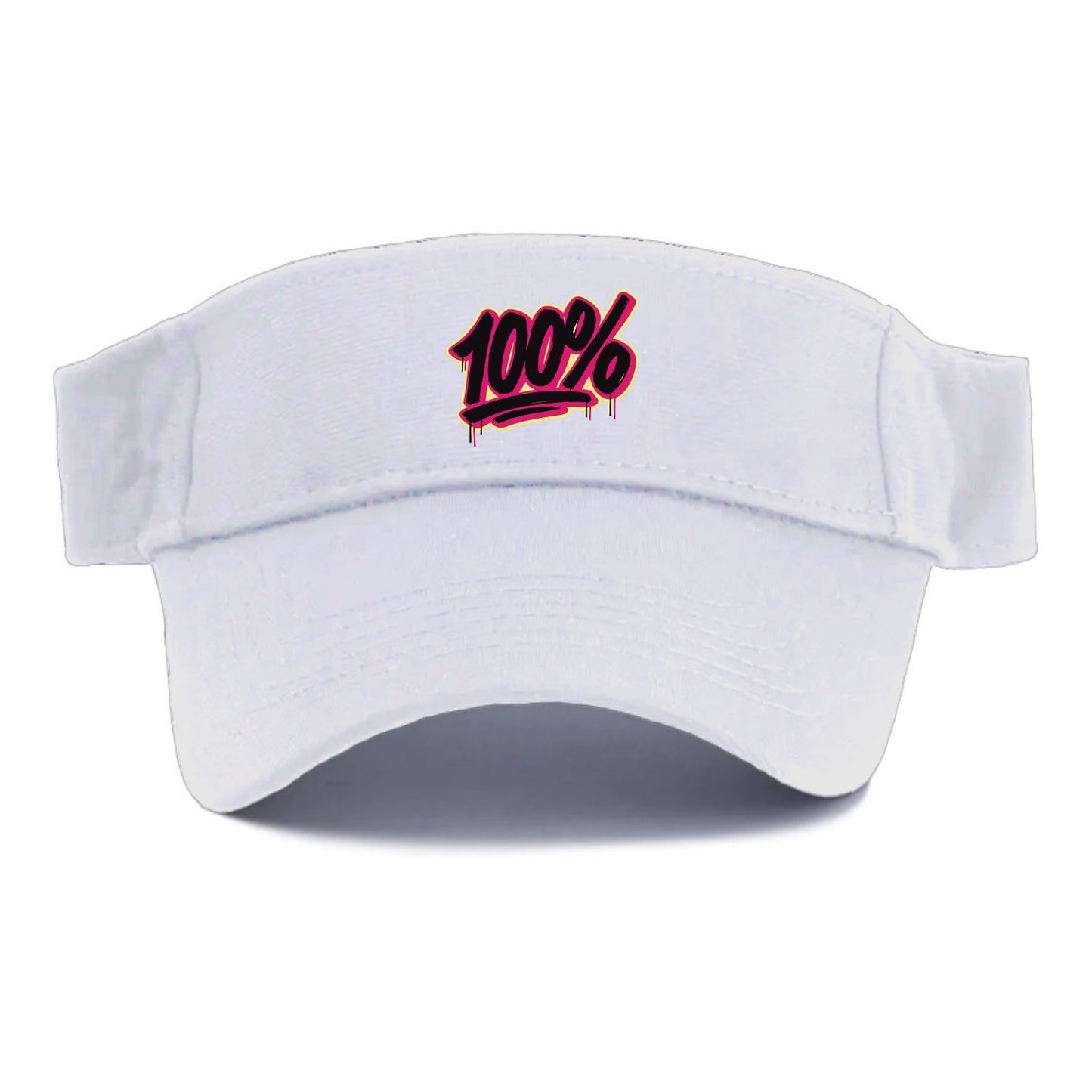Bold typography design - "100%" - all in, fully committed - Visor - White