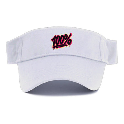 Bold typography design - "100%" - all in, fully committed - Visor - White